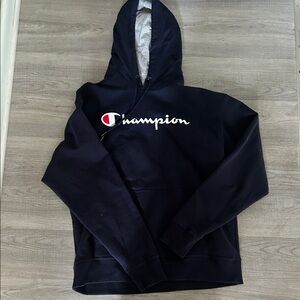 Champion Navy Blue Hoodie with Logo
